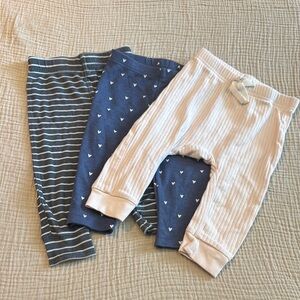 Set of Three Baby girl Pants - Striped and Heart Patterns